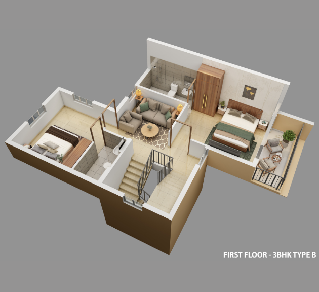 3BHK (TYPE-B) 1ST FLOOR PLAN